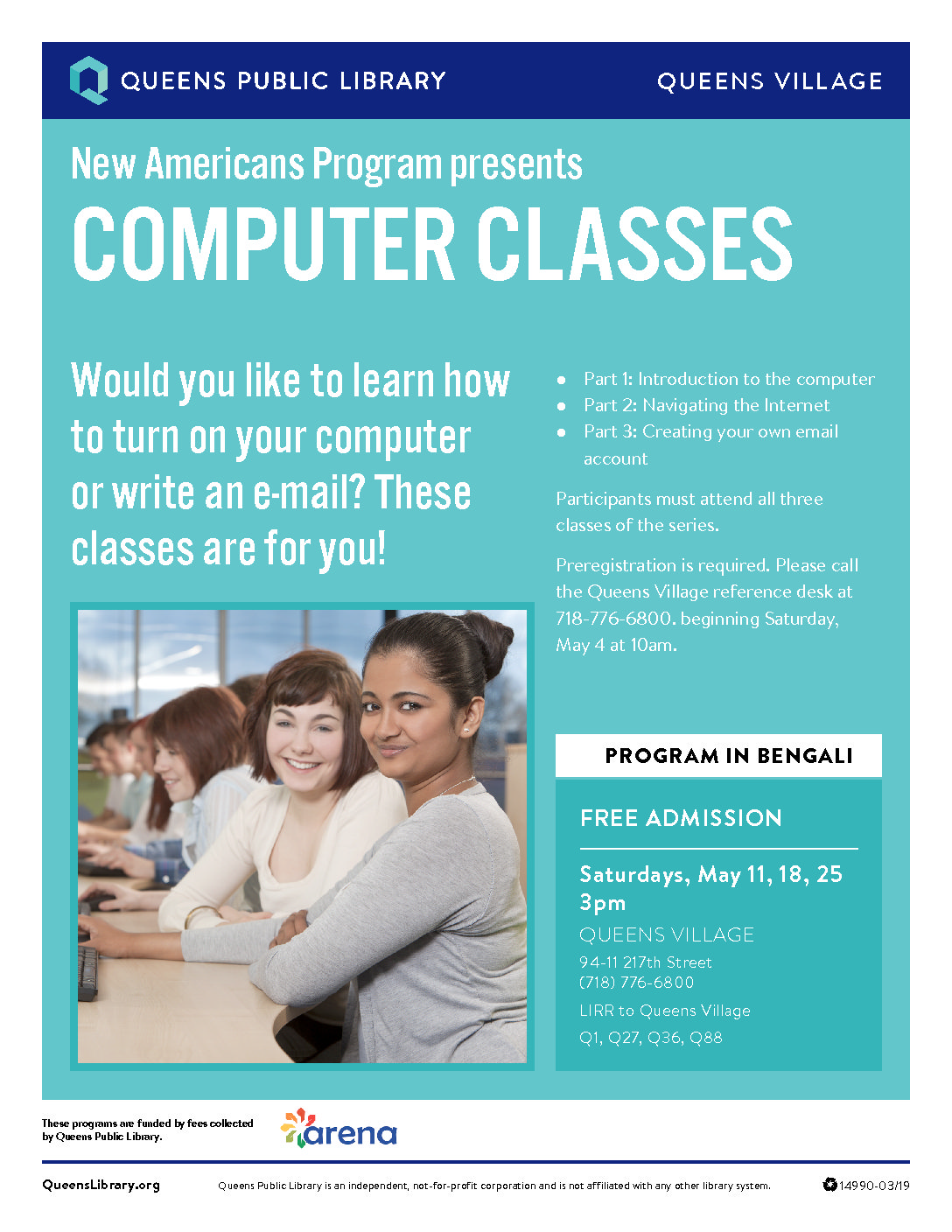 Bengali Computer Class at Queens Village Library