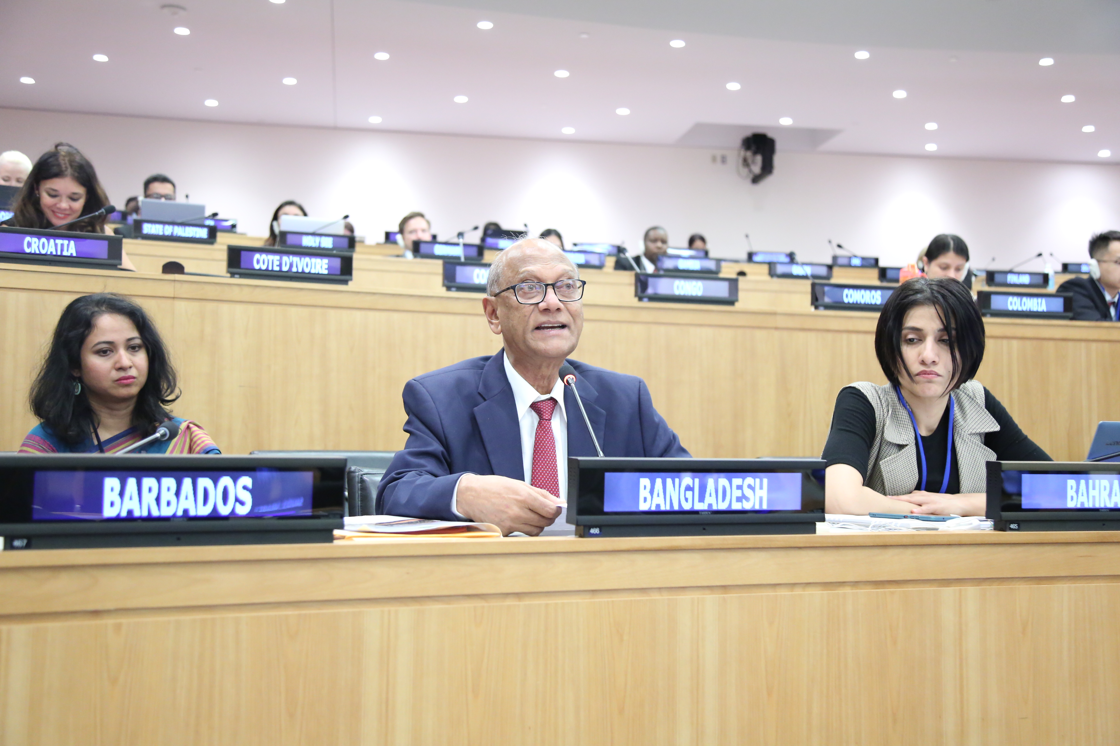 Nurul Islam Nahid MP spoke on climate change, disaster management and disarmament issues at the UN